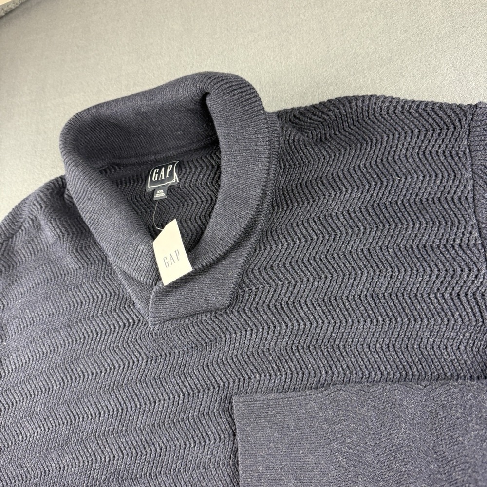 Gap Sweater Men's 2XL Blue Shawl Collar Knit Preppy Minimalist Formal Dress NEW